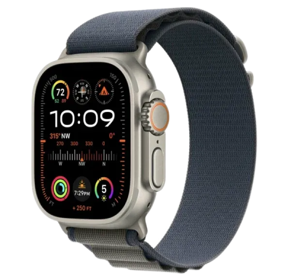 Apple Watch Series Ultra 2 49mm Natural Titanium Case with Blue Alpine Loop S